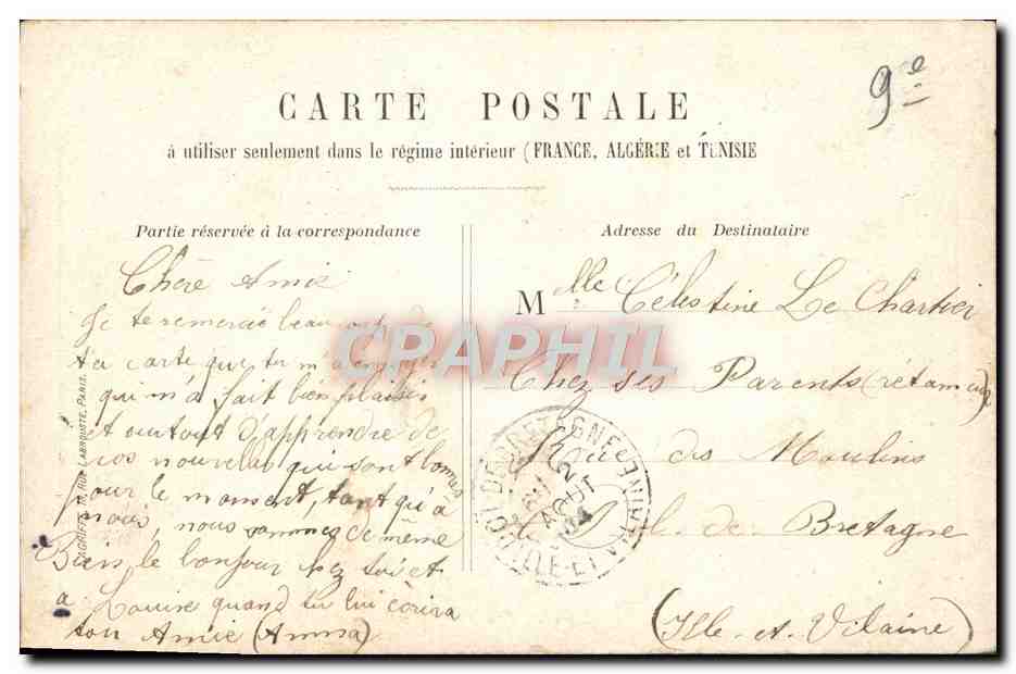 CPA Paris Avenue de L'Opera — Rückseite