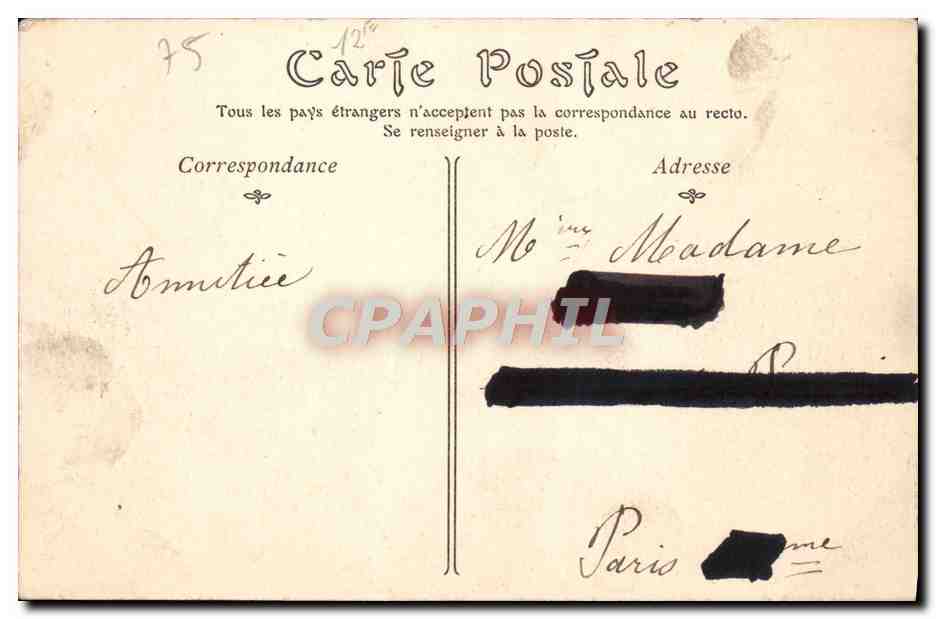CPA Paris Gare De Lyon — Rückseite