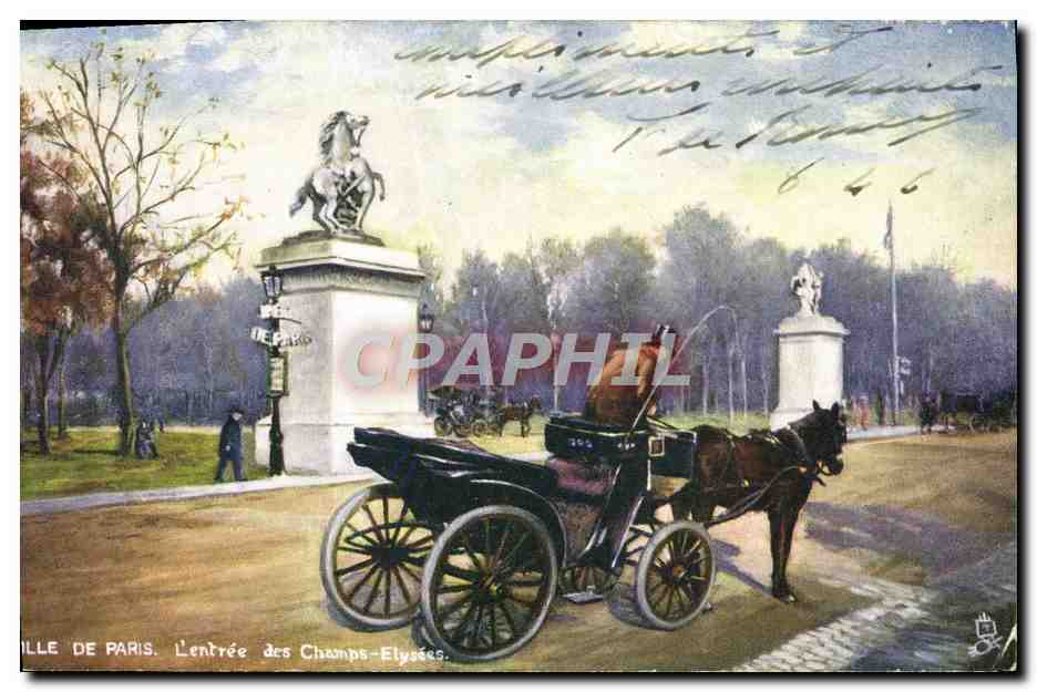 CPA Paris L'Entree des Champs Elysees Caleche Cheval