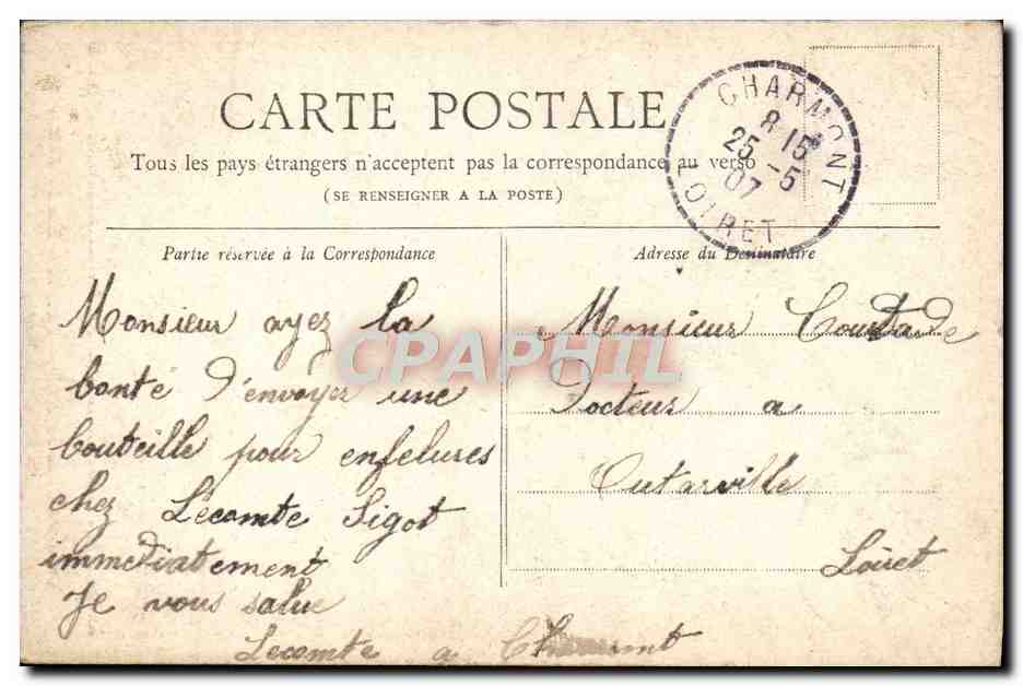 CPA Paris Les Invalides — Verso