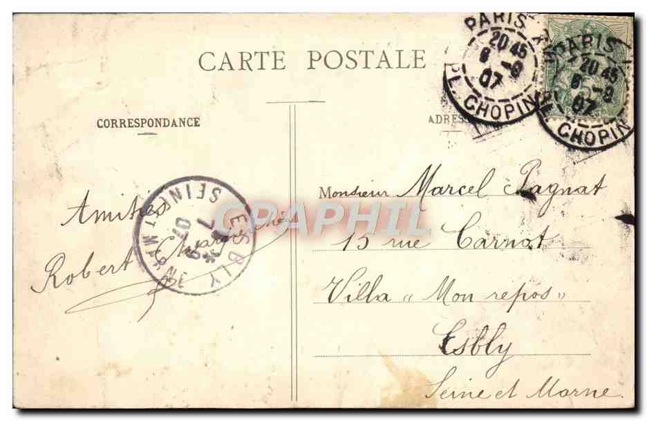 CPA Paris Bois de Boulogne La Cascade — Verso