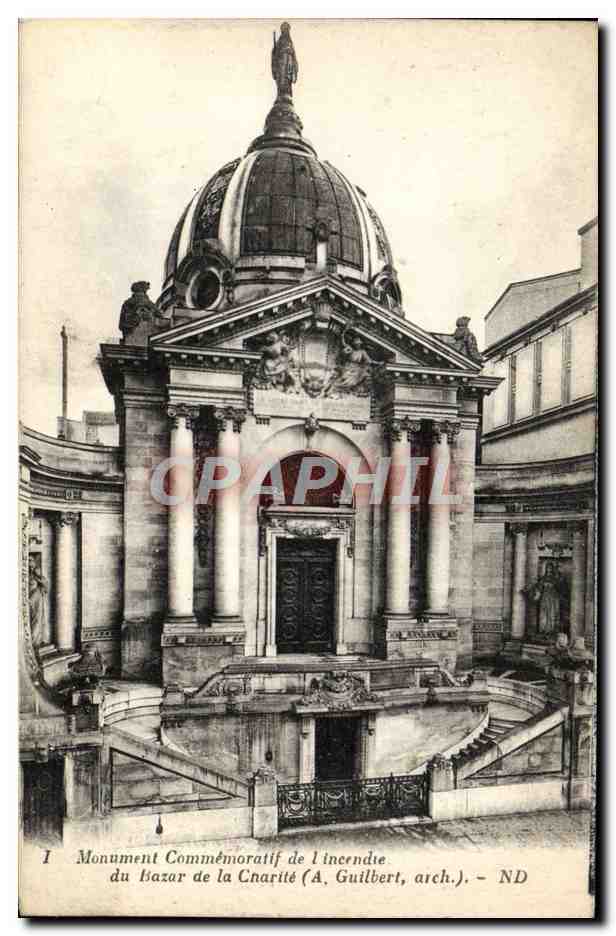 CPA Paris Monument commemoratif de l'incendie du bazar de la Charite
