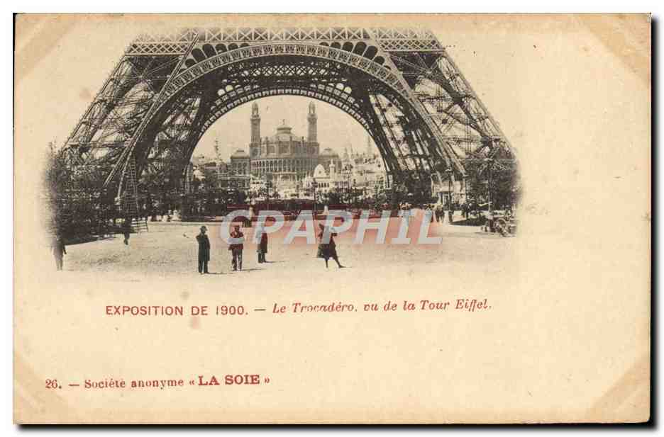 CPA Paris Exposition de 1900 Le Trocadero Vu la Tour Eiffel