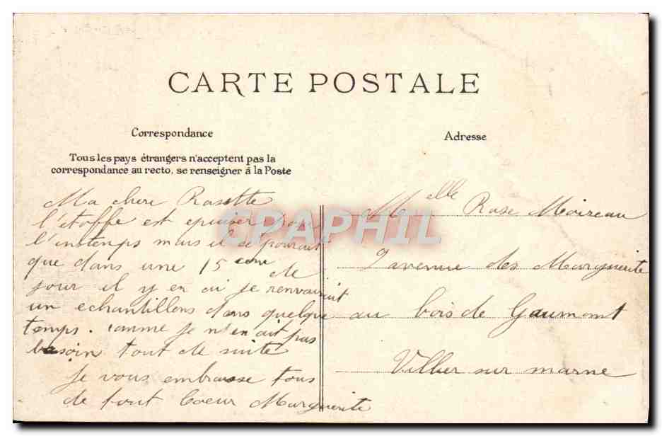 CPA Paris La Madeleine (carte toilee) — Rückseite