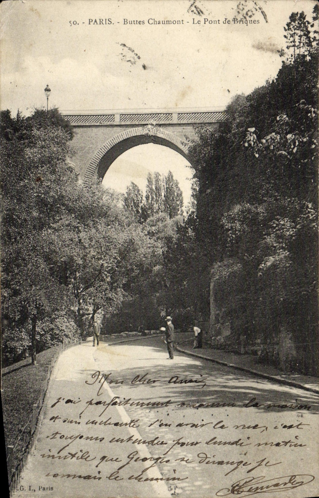 CPA Paris Buttes Chaumont Le Pont de briques