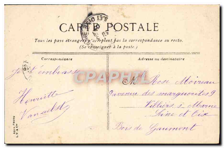 CPA Paris Bois de Boulogne Une cascade — Verso