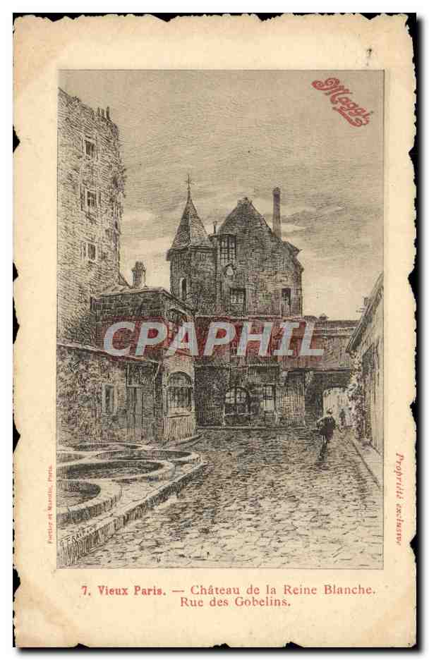 CPA Paris Chateau de la Reine Blanche Rue des Gobelins Publicite Maggi