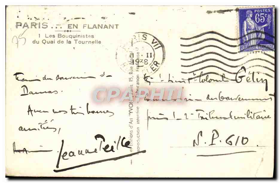 CPM Paris Les bouquinistes du quai de la Tournelle — Rückseite