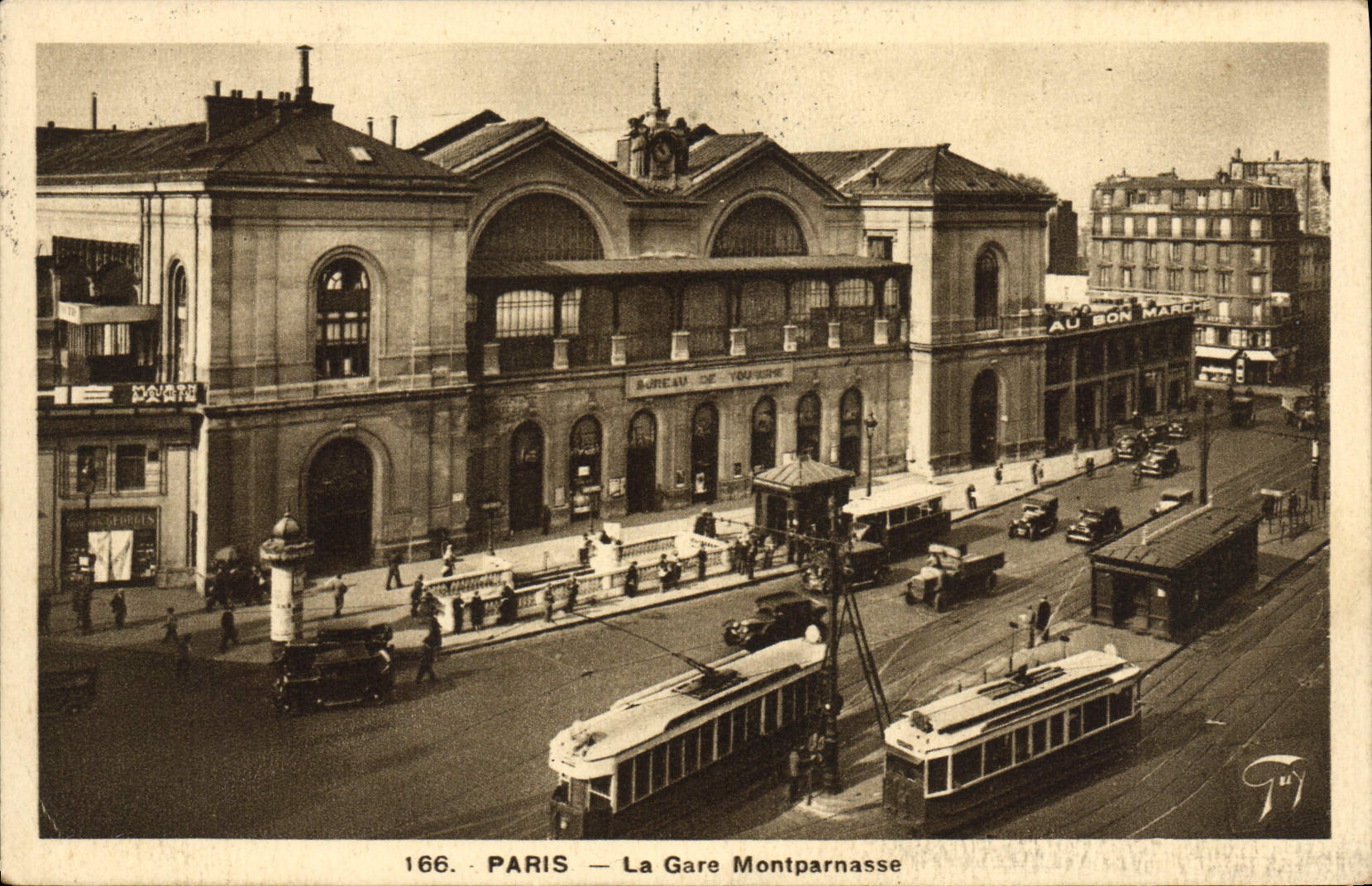 CPA Paris La Gare Montparnasse Tramway