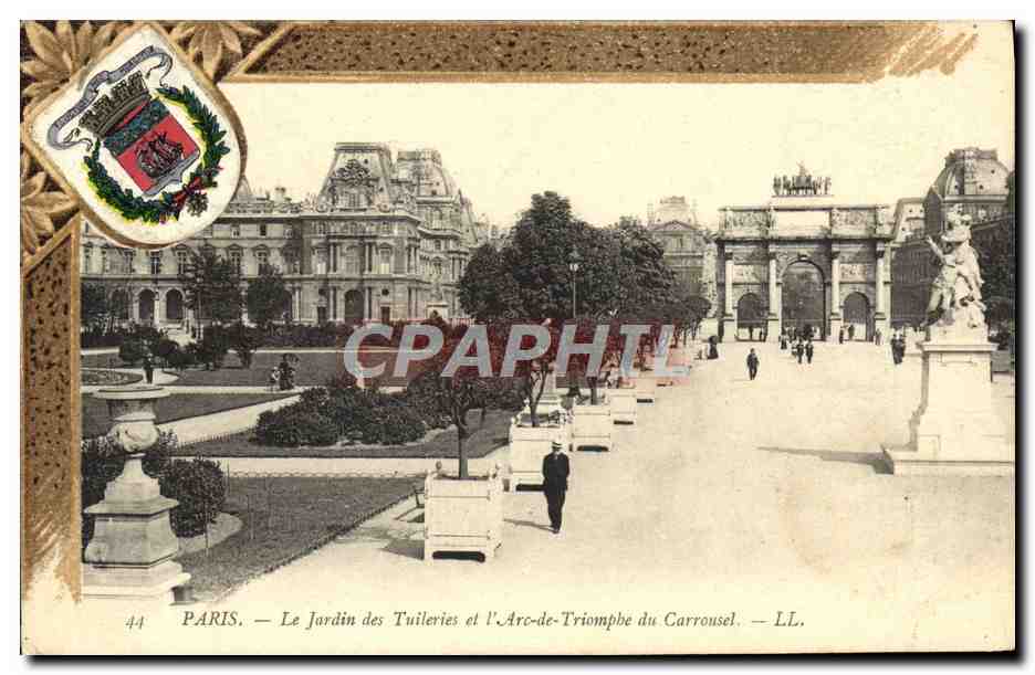 Paris — Le Jardin des Tuileries et l'Arc-de-Triomphe du Carrousel — LL. — N°44