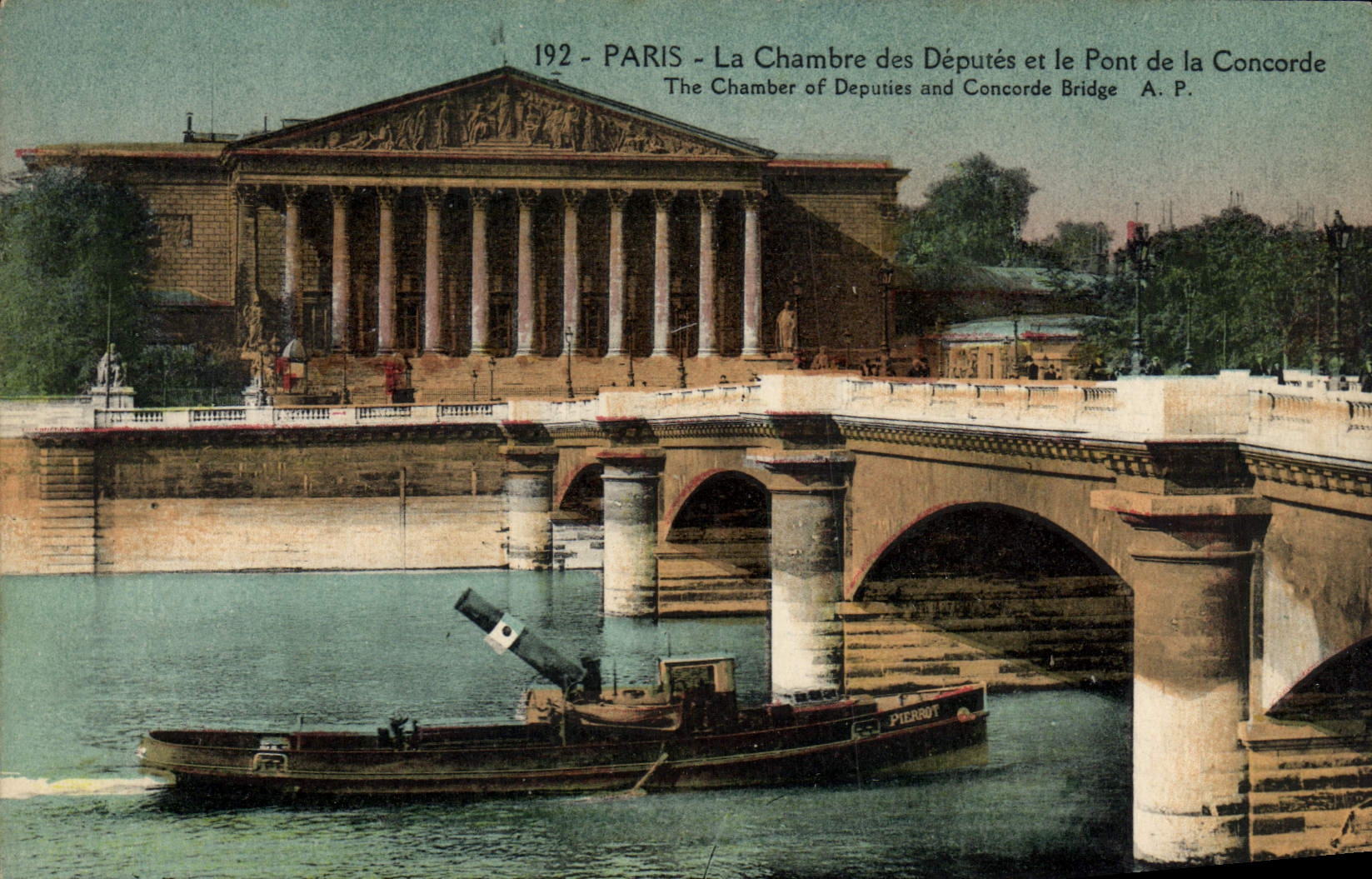 CPA Paris La Chambre des Deputes et le Pont de la Concorde Bateau