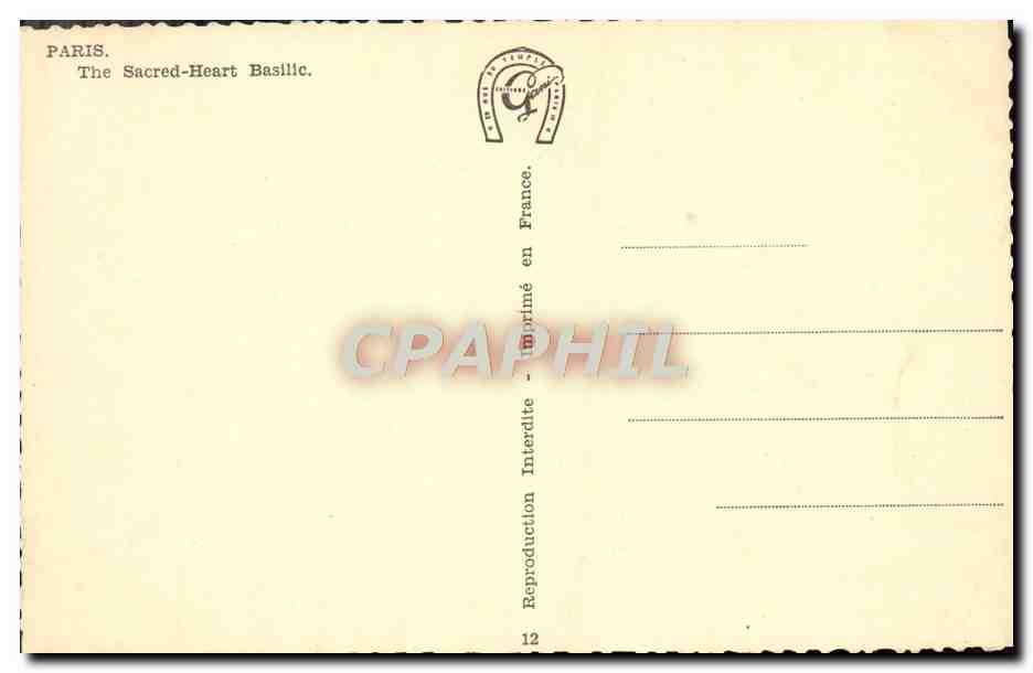 CPA Paris The Sacred Heart Basilic — Rückseite