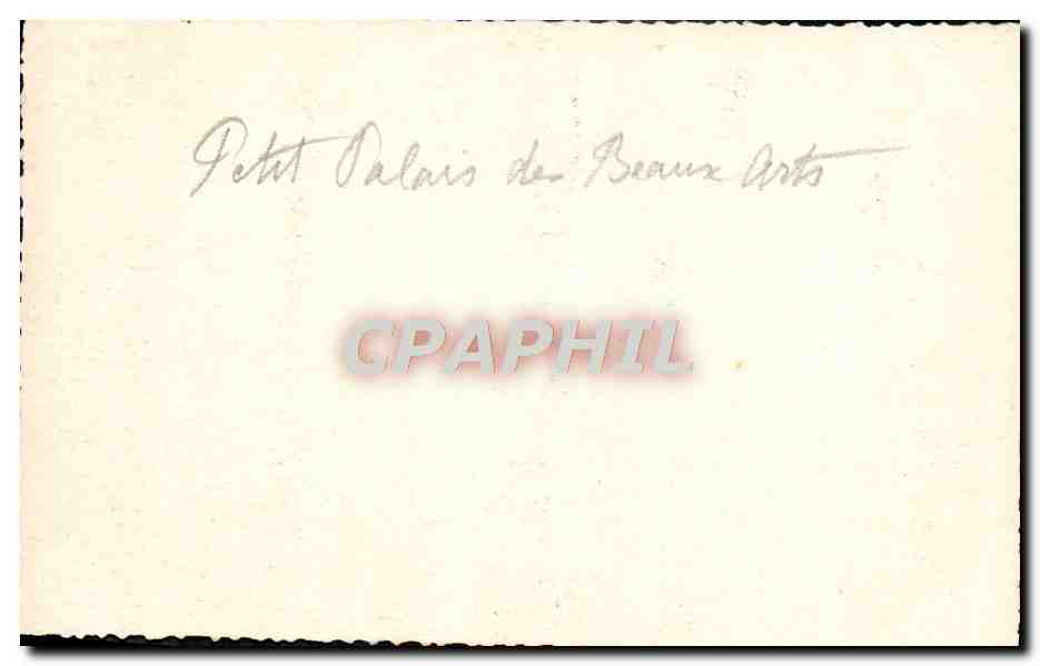 CPA Paris Petit Palais des Beaux Arts — Rückseite