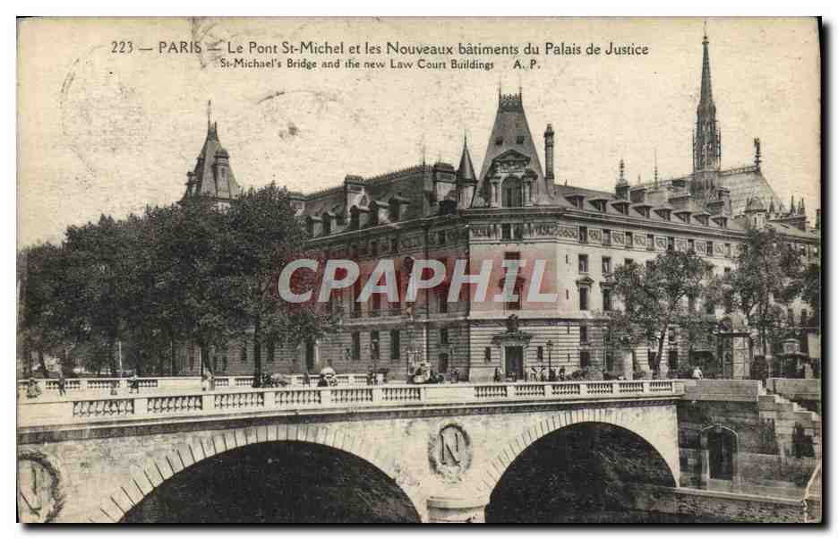 CPA Paris Le Pont St Michel et les Nouveaux Batiments du palais de justice