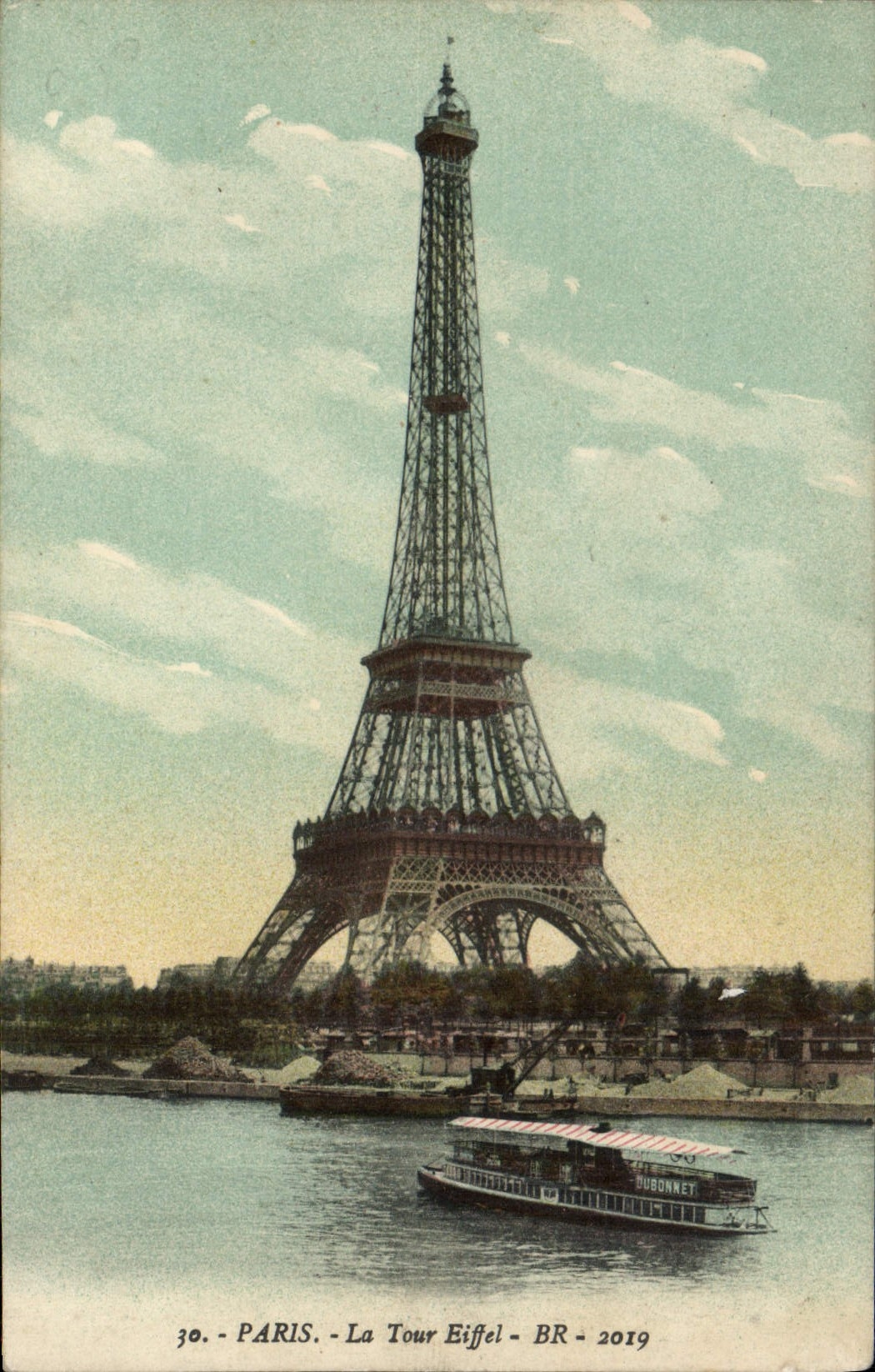 CPA Paris La Tour Eiffel Bateau Peniche 