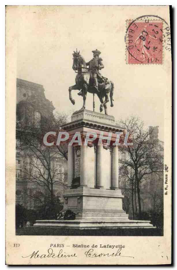 CPA Paris Statue de Lafayette