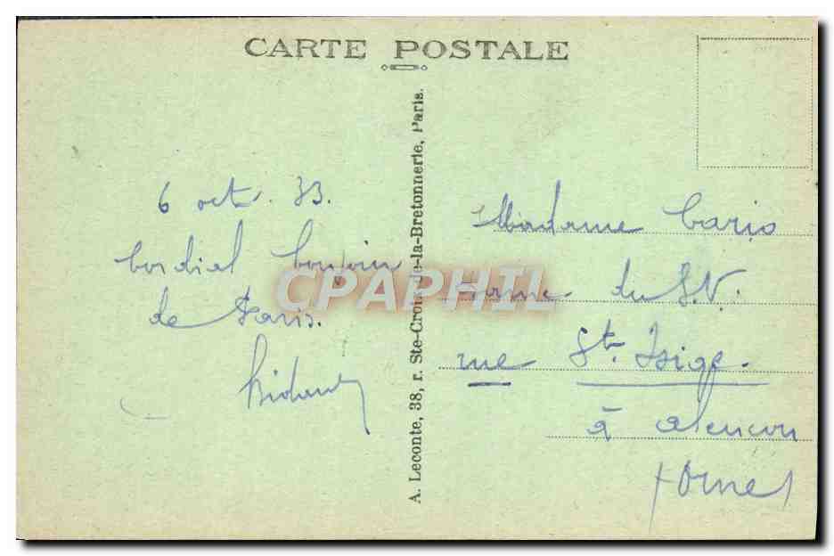 CPA Paris L'Hotel de Ville et la Rue de Rivoli — Rückseite