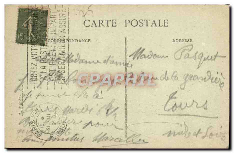 CPA Paris Pont d'Arcole et L'Hotel de Ville Bateau Peniche — Rückseite