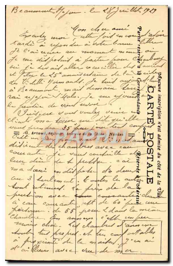 Cherbourg — La montagne du Roule et le Jardin public — éditeur non identifié, n° 22 — Verso