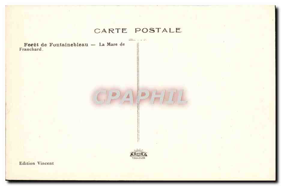 Woud van Fontainebleau — La Mare de Franchard — Uitgave Vincent — Achterkant
