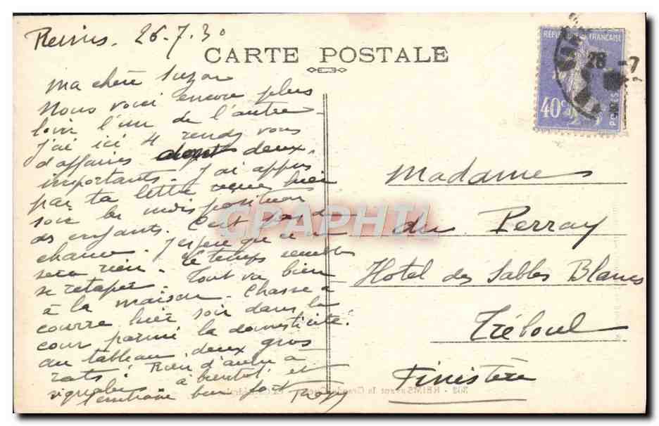 Reims avant la Grande Guerre — La Cathédrale — G. Graff et Lambert, édit. Reims, n° 302 — Verso