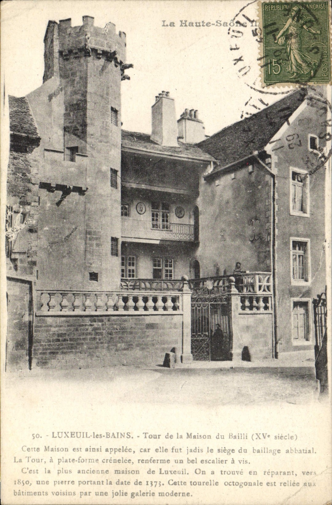 LUXEUIL-LES-BAINS — Tour de la Maison du Bailliage (XVe siècle) — Imp. Reuchet-Ougier, Fontgervilles