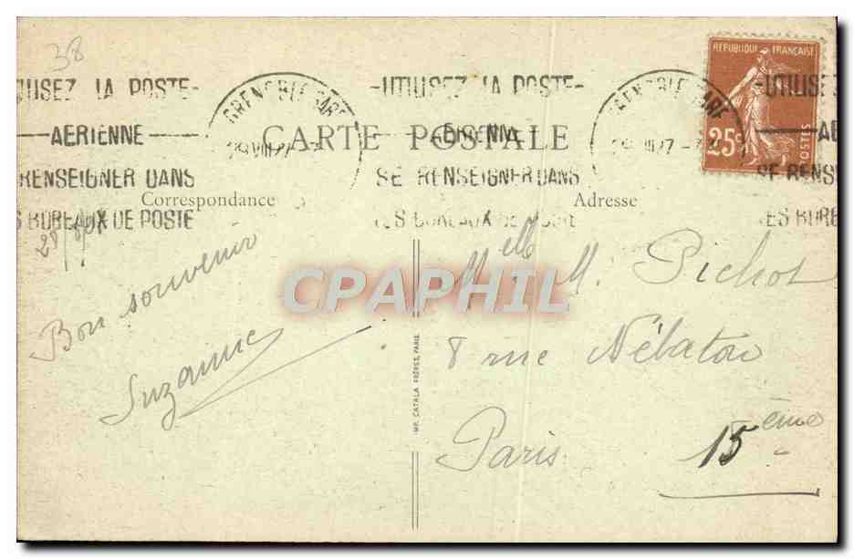 Vue générale de l'Île Verte - La Tronche et les Alpes — Editeur Richard, place N.-Dame, Grenoble — Rückseite