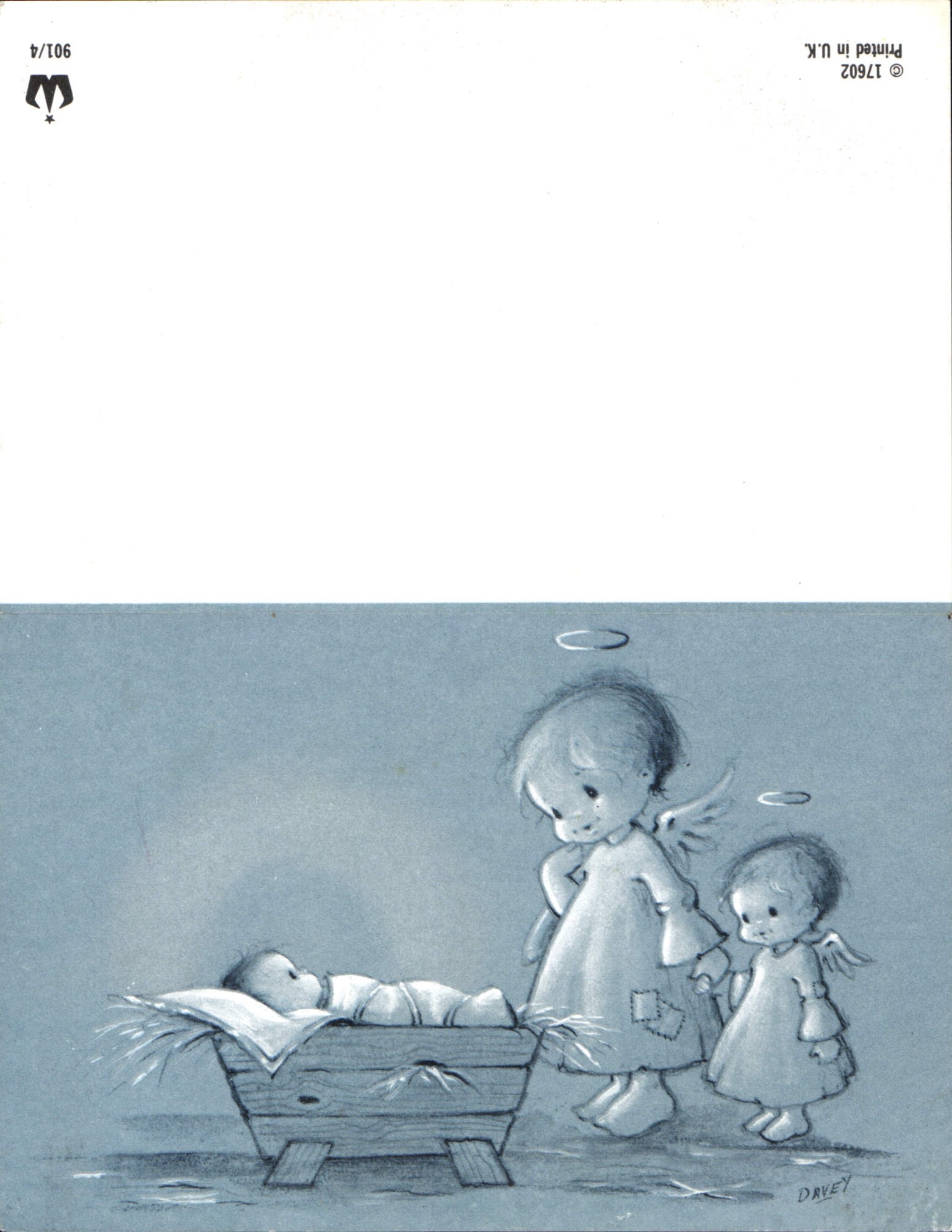 Nativité — deux anges veillant sur l'enfant — Dravey, n° 17602 - Anverso