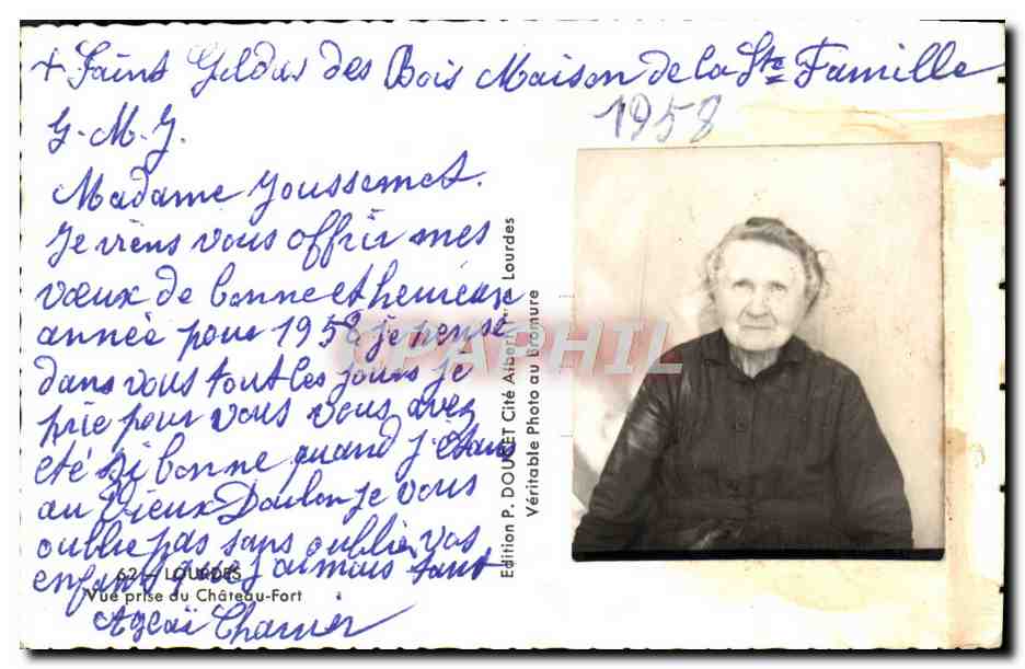 CPM Lourdes vue prise du chateau Fort  — Verso
