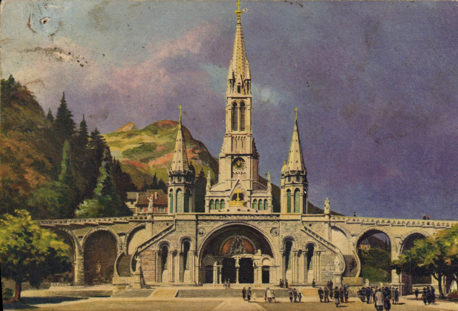 CPA Lourdes La Basilique