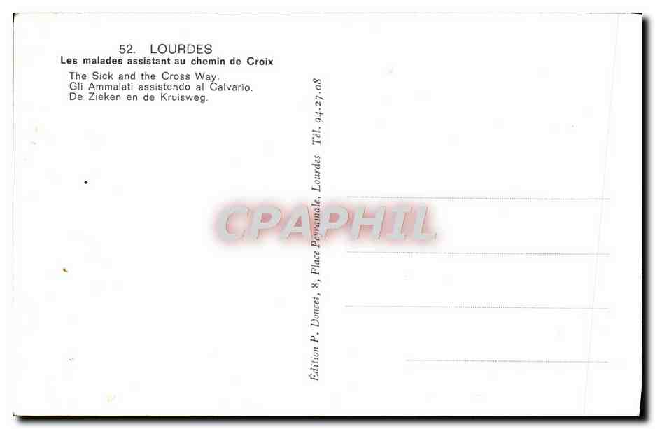 CPM Lourdes Les Malades Assistant au Chemin de croix — Verso