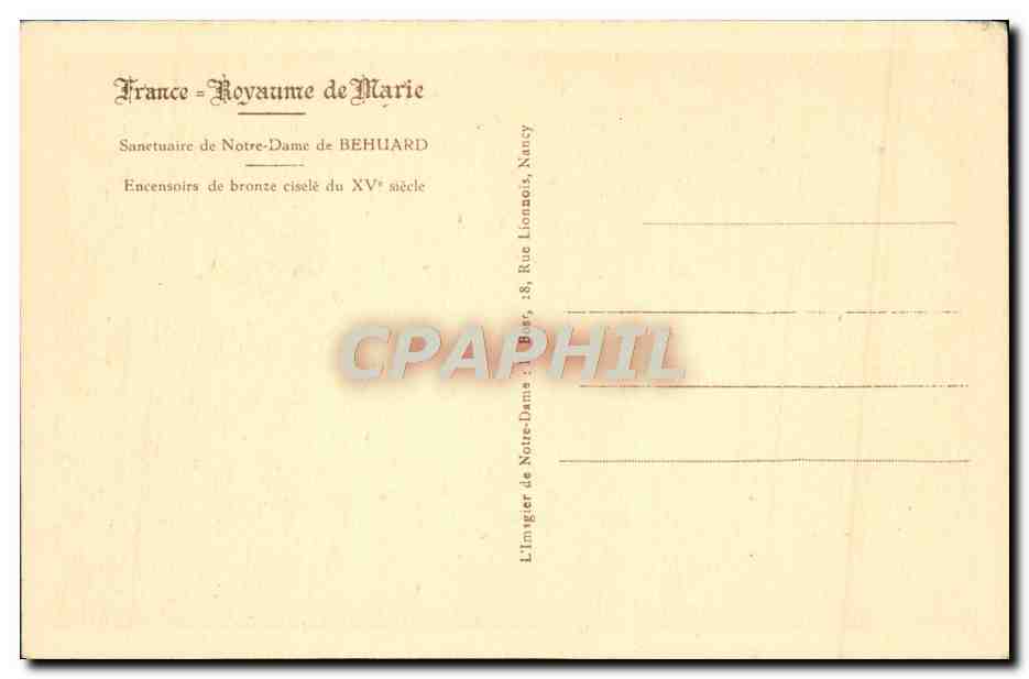 Encensoirs de bronze ciselé du XVᵉ siècle — Sanctuaire de Notre-Dame de BEHUARD, Nancy — Reverso