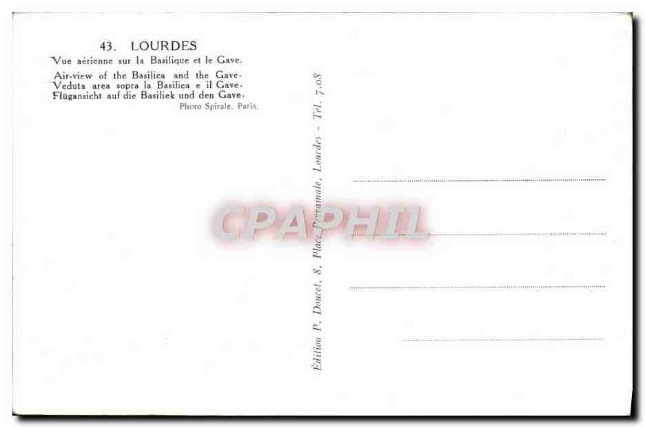 CPM Lourdes Vue aerienne Sur la Basilique et le Gave — Verso