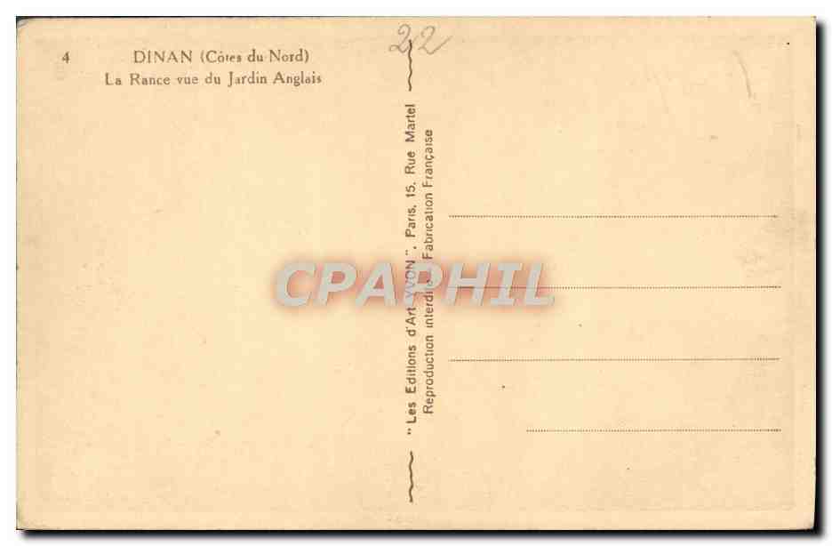 CPA Dinan La Rance vue du Jardin Anglais  — Rückseite