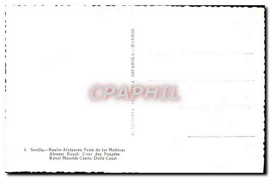 CPM Sevilla Royal Moorish Castle Dolls Court Poupees — Verso