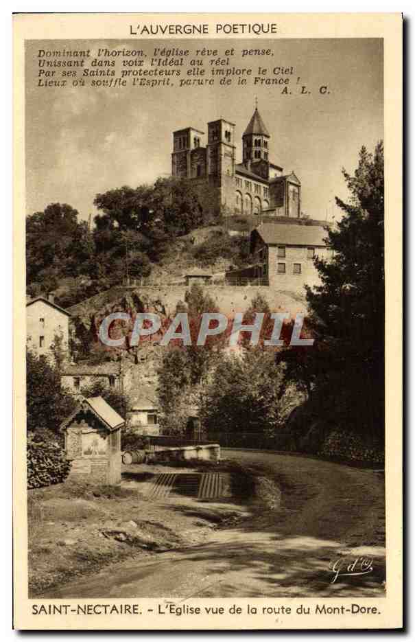 CPA Saint Nectaire L'Eglise Vue de la route du Mont Dore 