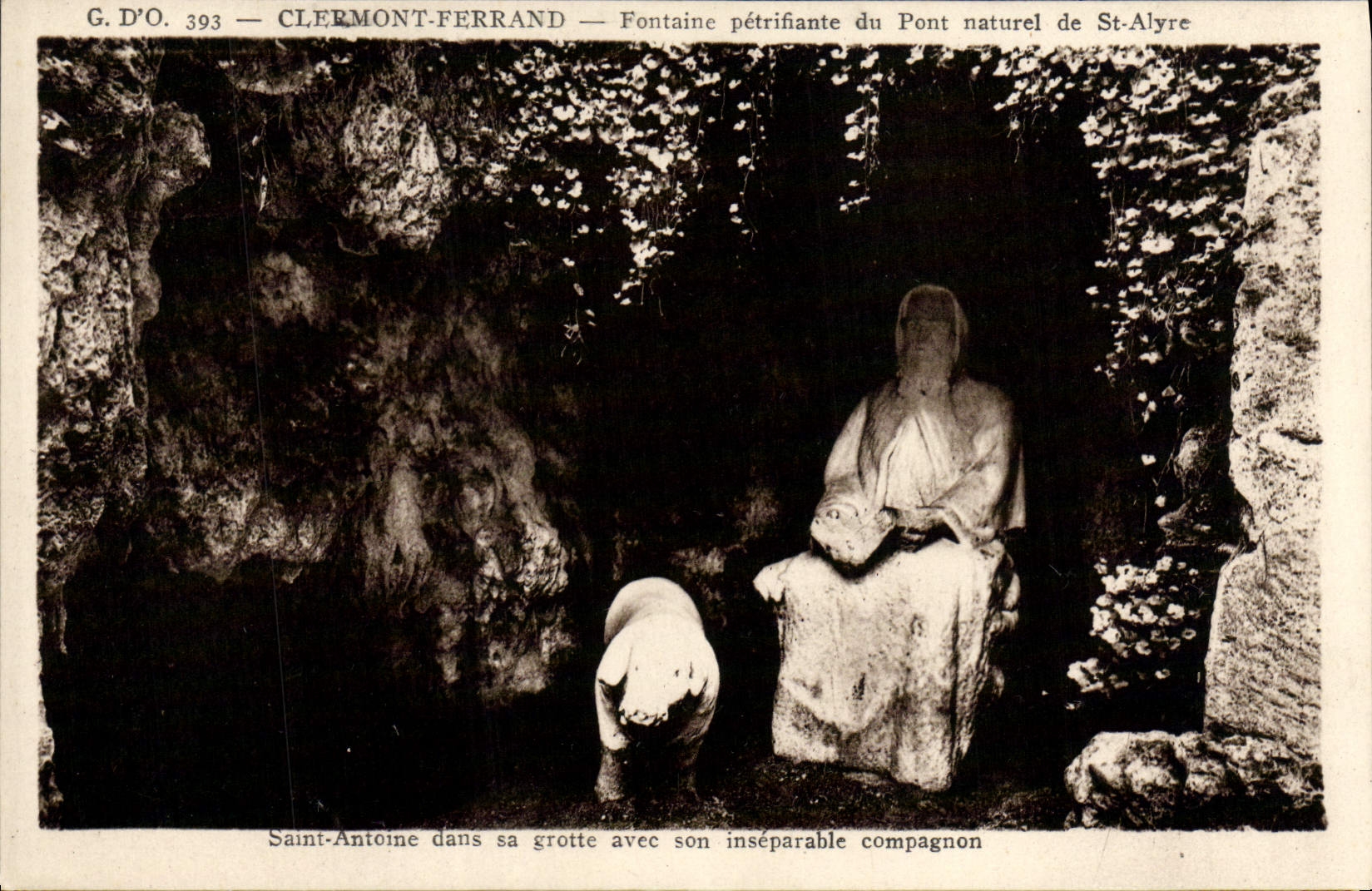 Clermont-Ferrand — Saint-Antoine dans sa grotte avec son inséparable compagnon — G.D'O. 393