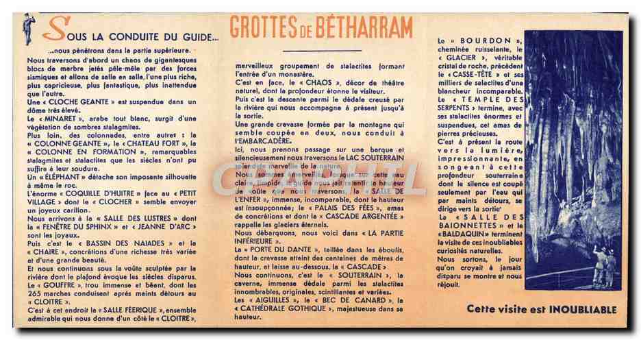 Livret Grottes De Betharram — Verso