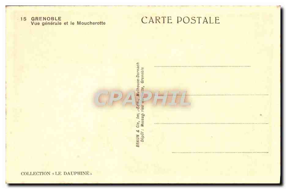 CPA Grenoble Vue Generale Et Le Moucherotte — Verso
