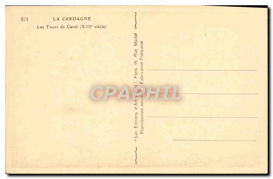 CPA La Cerdagne Les Tours De Carol — Rückseite