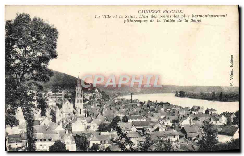 CPA Caudebec En Cuax La Ville Et La Seine 