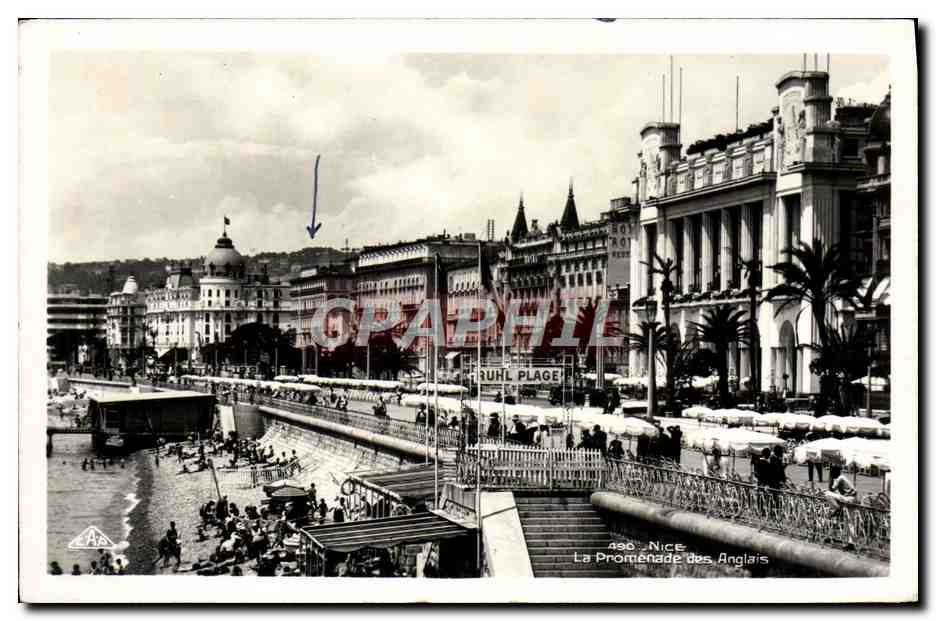 CPA Nice La Promenade Des Anglais Ruhl Plage 