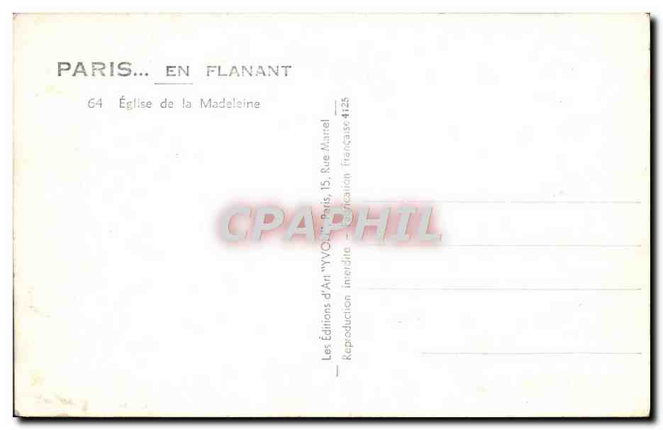 CPM Paris En Flanant Eglise De La Madeleine — Rückseite