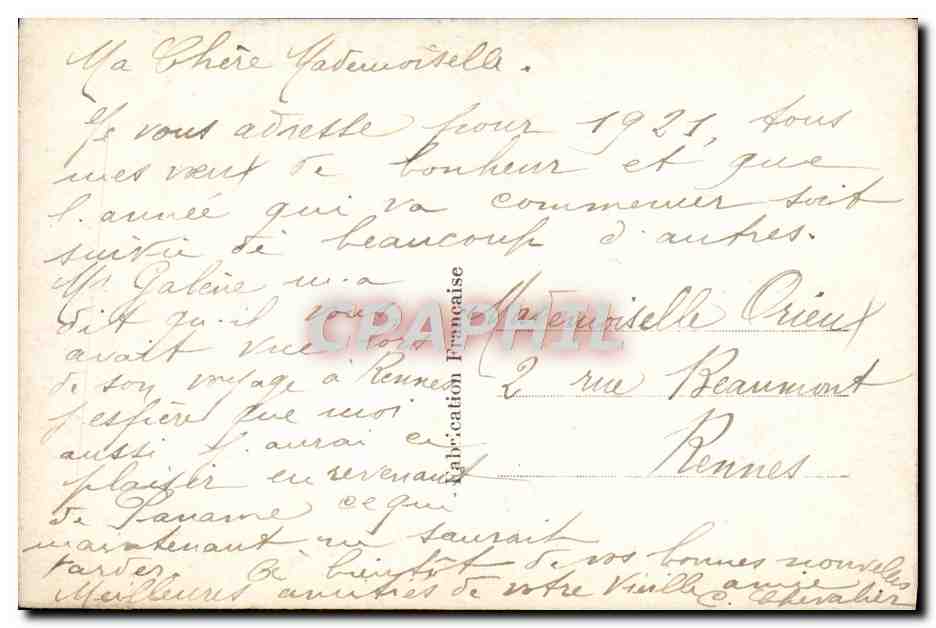 CPA Fantaisie  — Verso