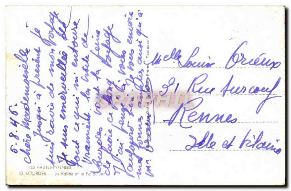 CPA Lourdes La Valle Et Le Pic Du Jer Moutons — Verso