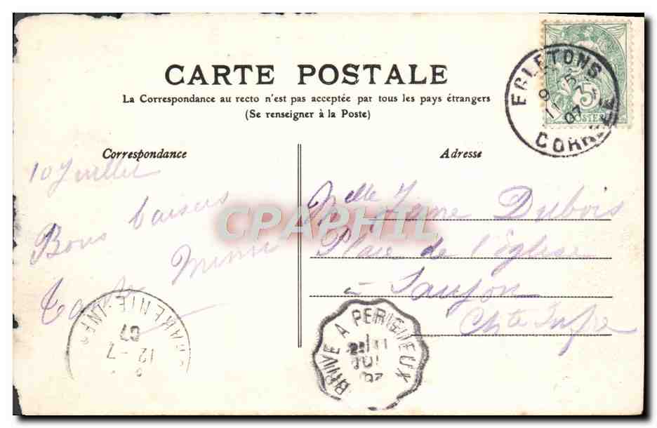CPA L'Auvergne Cantal Salers La Place — Back