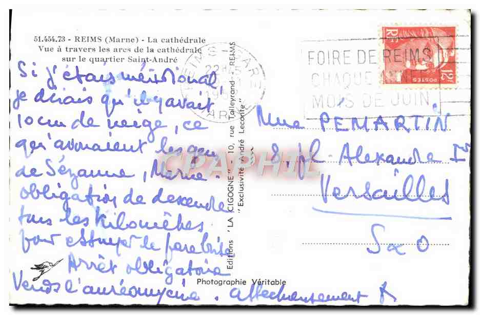 Reims (Marne) - La cathédrale vue sur le quartier Saint-André — Éditions Véritable — Verso