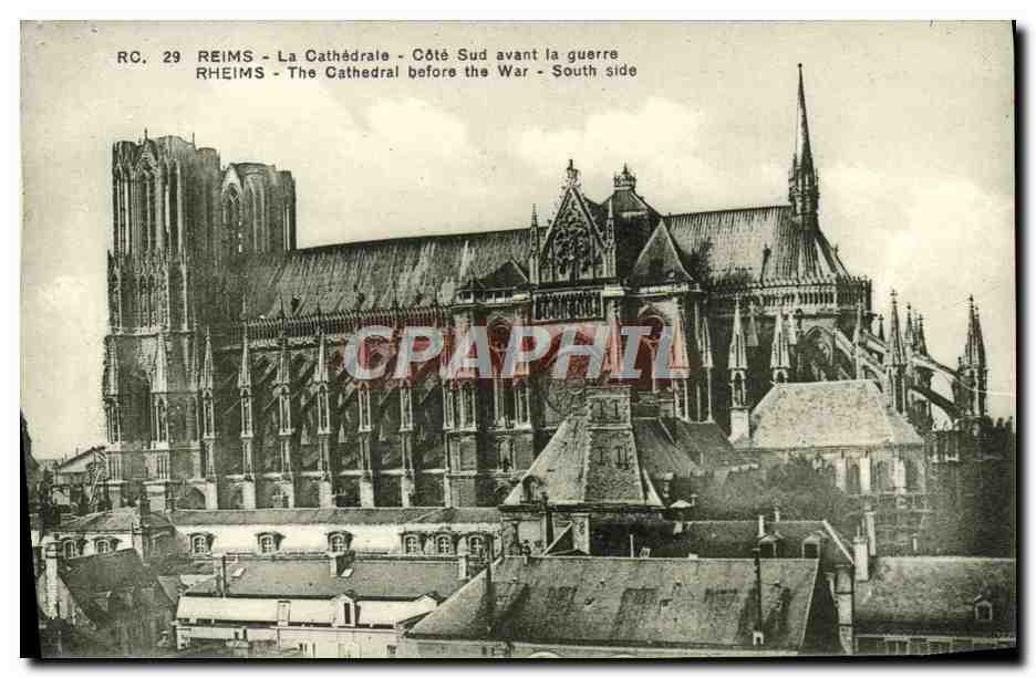 CPA Reims La Cathedrale Cote Sud Avant La Guerre