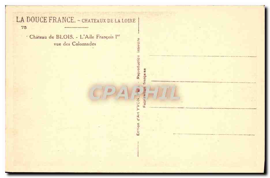 CPA Chateau De Blois L'Aile Francois 1er — Back