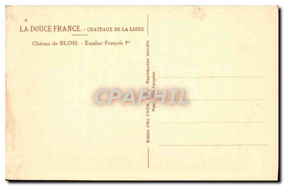 CPA Chateau De Blois Escalier Francois 1er — Back